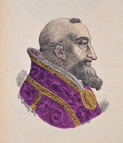 Portrait of Pope Gregory XV (1621-1623), 1898 (engraving with later colouration) by Italian School